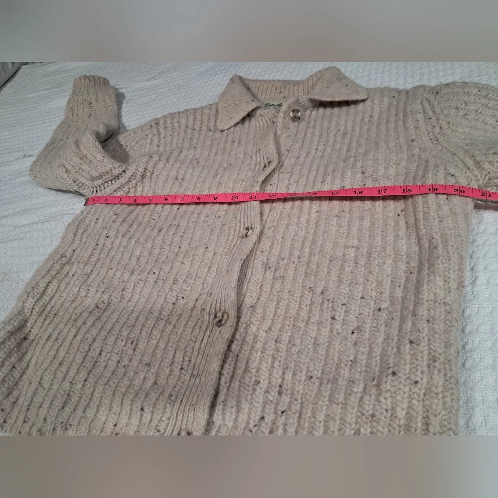 Rare Vintage Eddie Bauer 80s Oatmeal Wool Cardigan NWT Made in UK Size:M - Picture 5 of 15